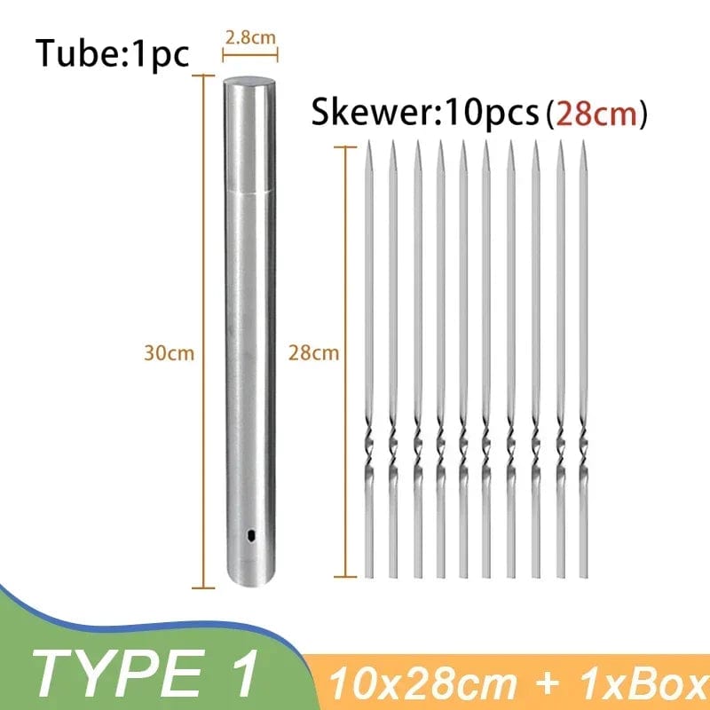 5/20Pcs Stainless Steel Barbecue Skewer Reusable BBQ Skewers Kebab Iron Stick For Outdoor Camping Picnic Barbecue Skewers Tools 11Pcs 28cm