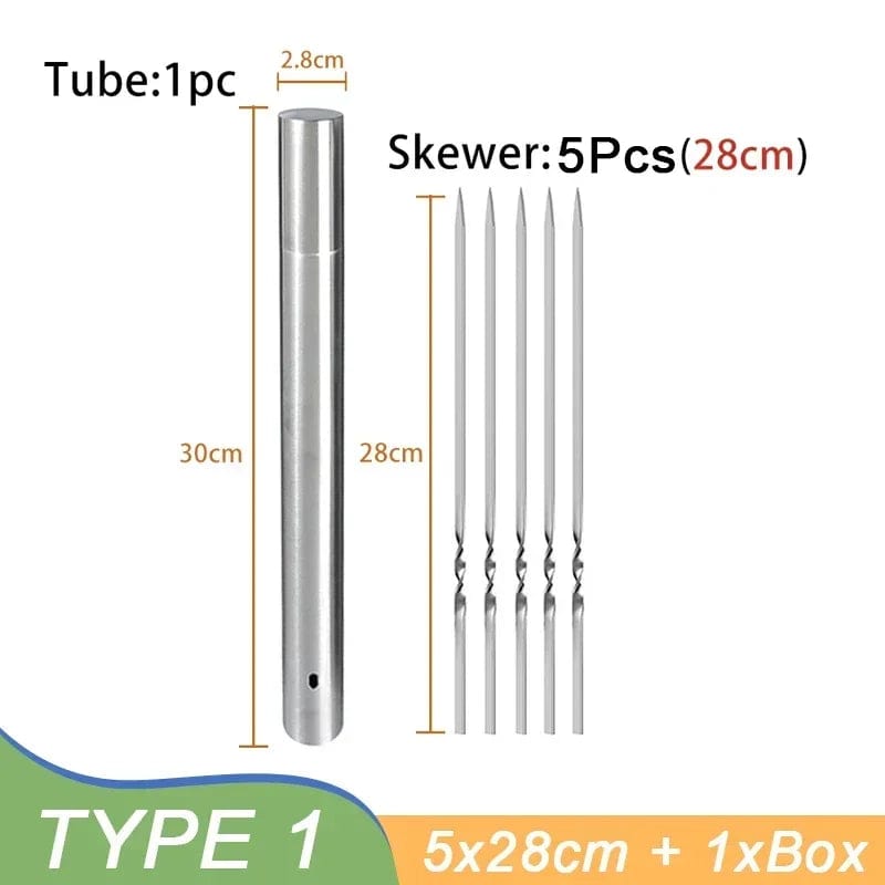 5/20Pcs Stainless Steel Barbecue Skewer Reusable BBQ Skewers Kebab Iron Stick For Outdoor Camping Picnic Barbecue Skewers Tools 6Pcs 28cm