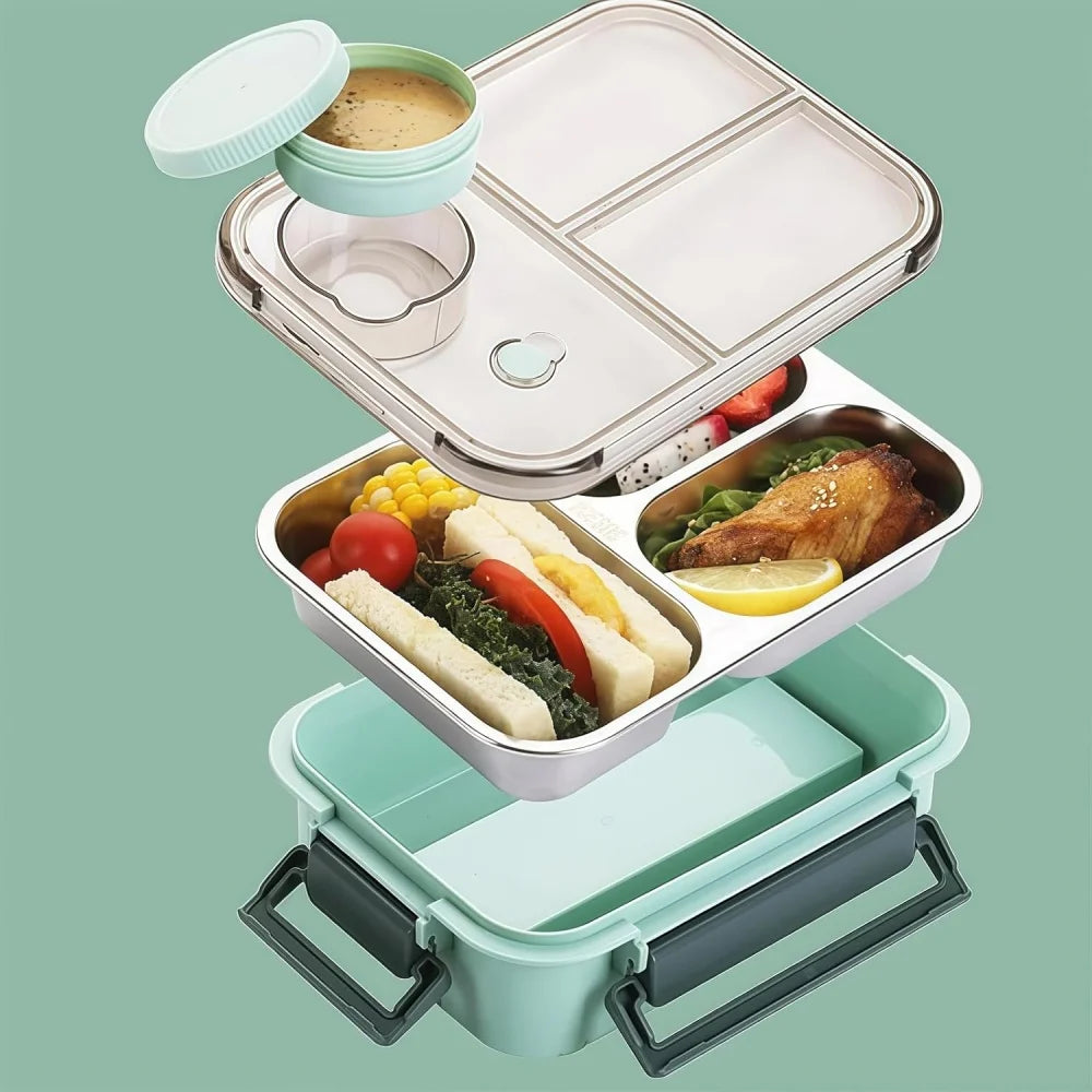 Lunch Box Isotherme 850ml Inox 304 avec Compartiments et Soupe