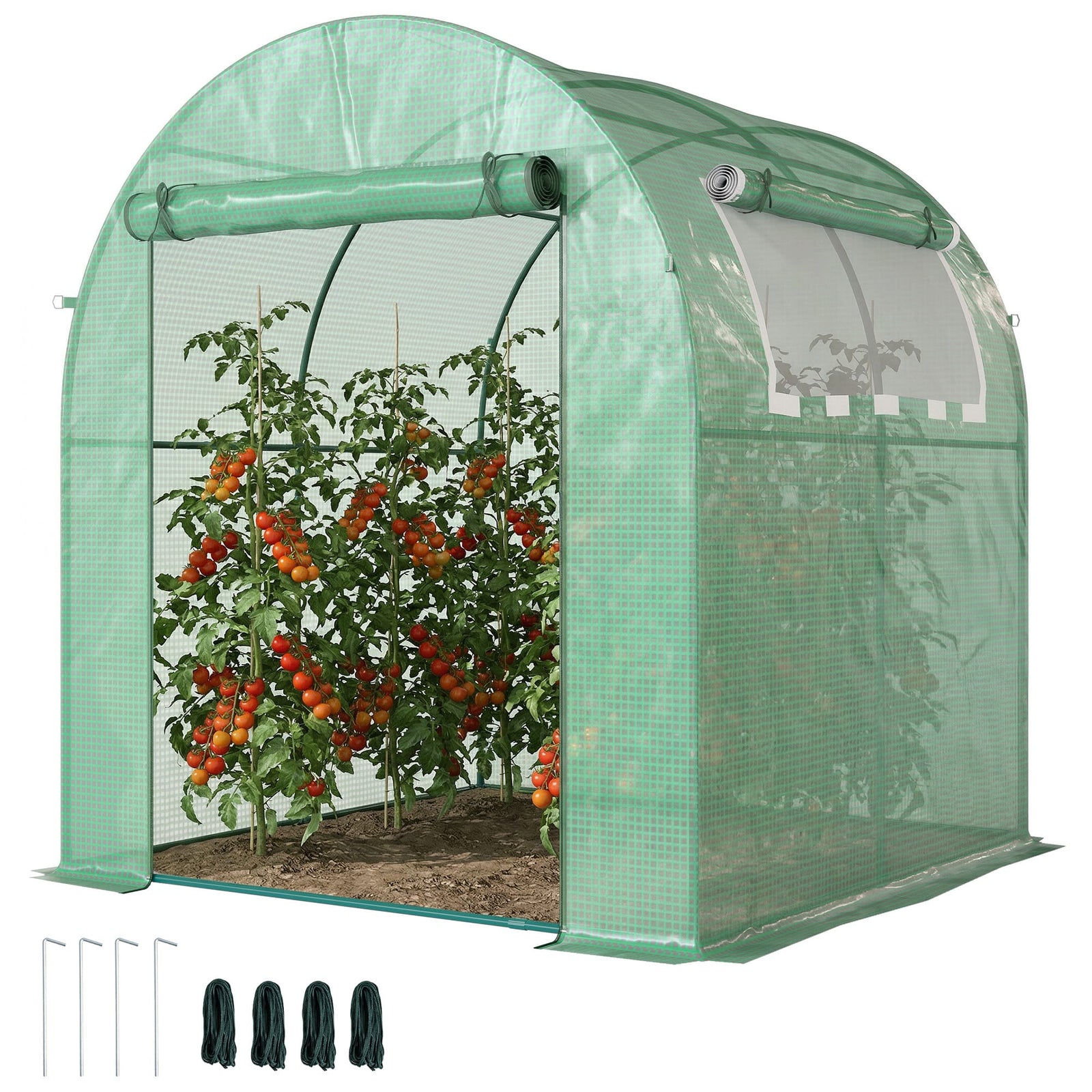 Serre de Jardin Tunnel 180 x 180 x 200 cm – Acier ; Bâche PE, Porte et Fenêtre Enroulables Serre de jardin