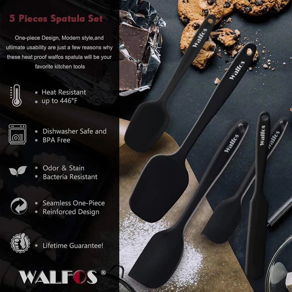 Set Spatules Silicone 5 pièces Résistantes à la Chaleur Pâtisserie