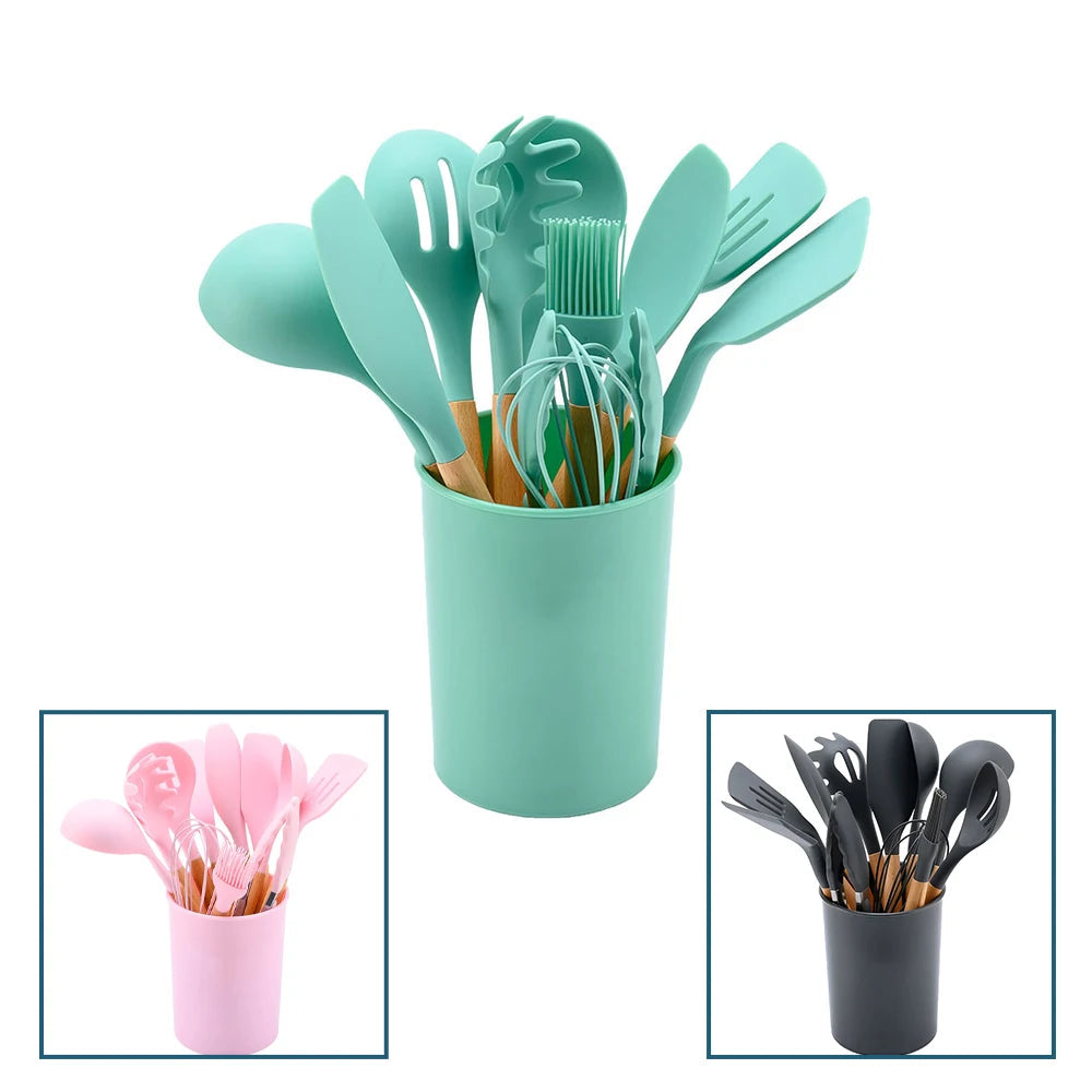 Set Ustensiles Silicone 10 pièces | Résistants à la chaleur et Antiadhésifs