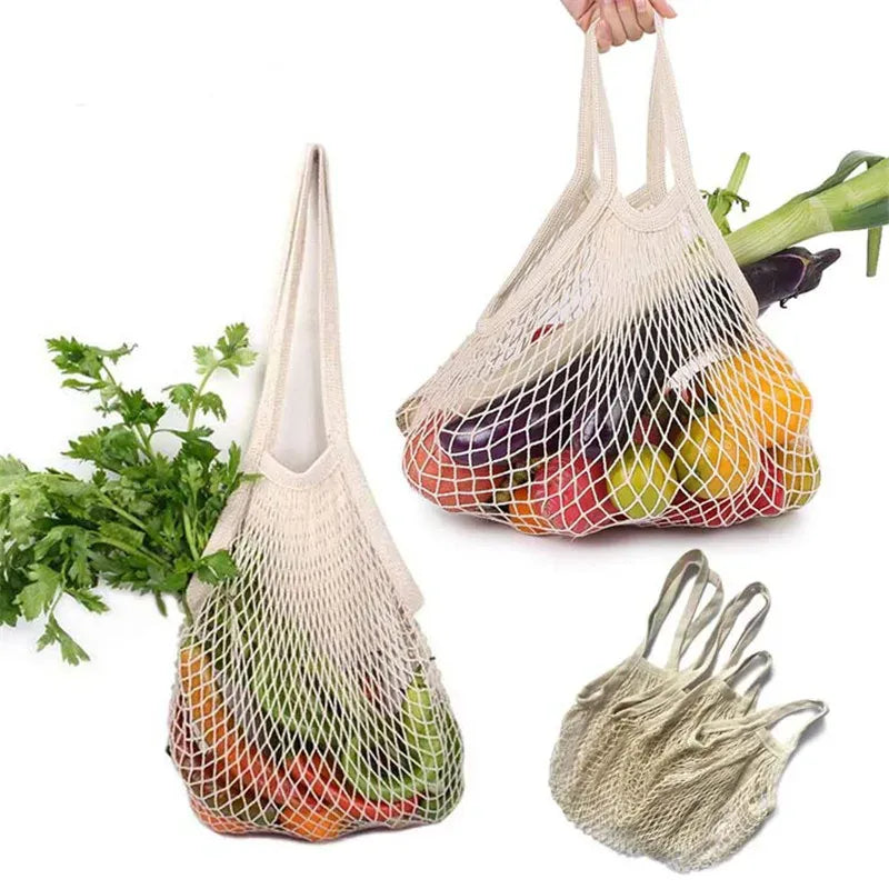 Sacs Filet en Coton Réutilisables - Lot de 5 Pièces Écologiques ssr