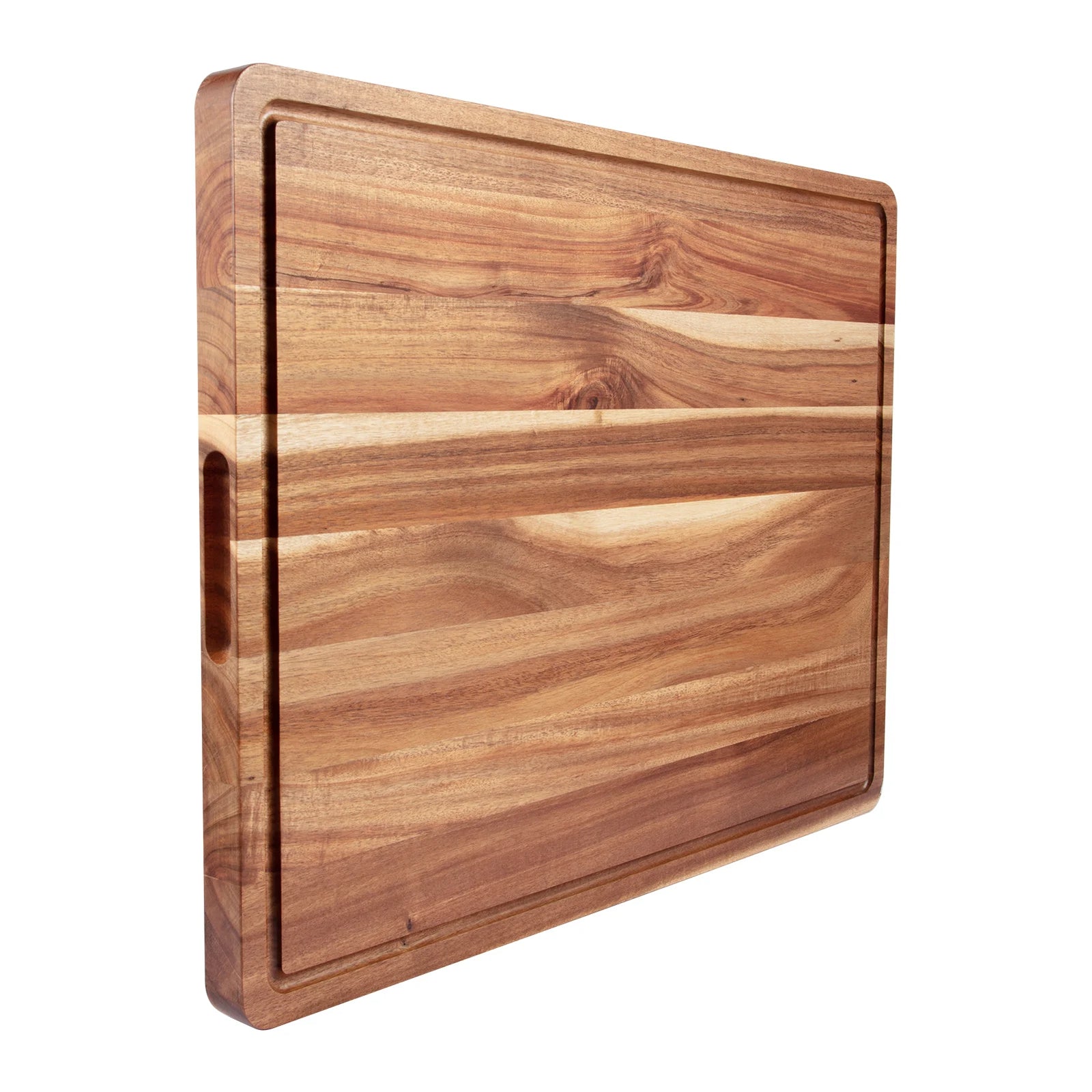 Planche à Découper en Bois d'Acacia Massif avec Rainures Jus et Poignées — 51×38 cm ou 61×46 cm