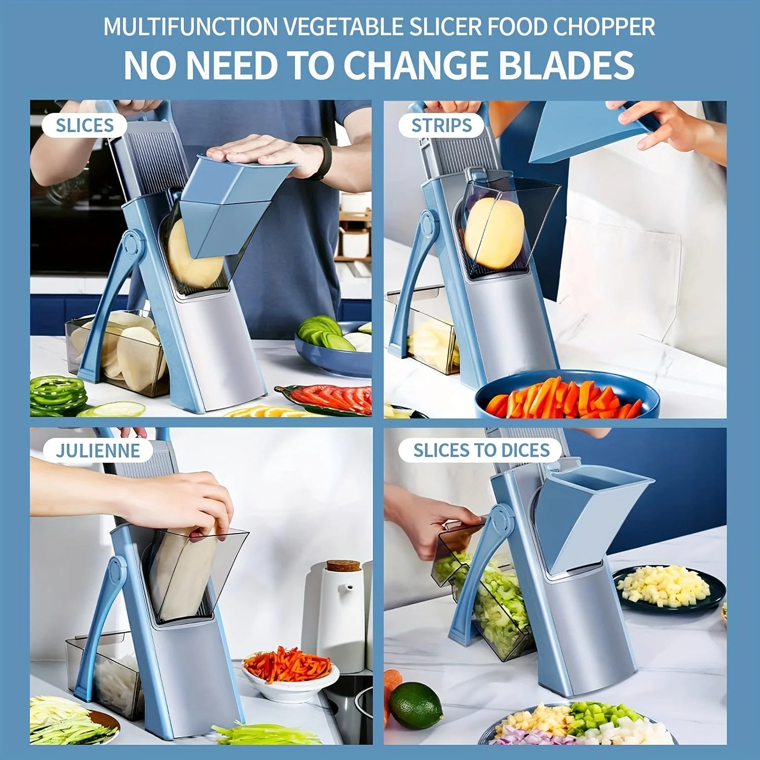 ustensile de cuisine mandoline réglable avec 4 modes