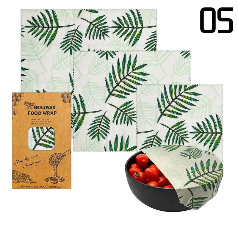 Film Alimentaire Réutilisable Cire d'Abeille Lot de 3 motifs fruités far
