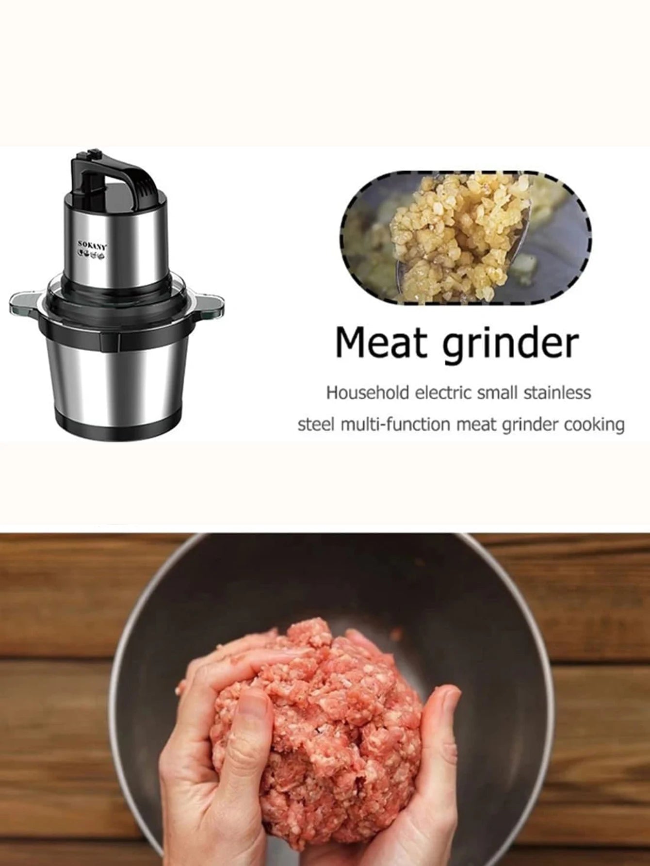 hachoir à viande 300W avec 4 lames