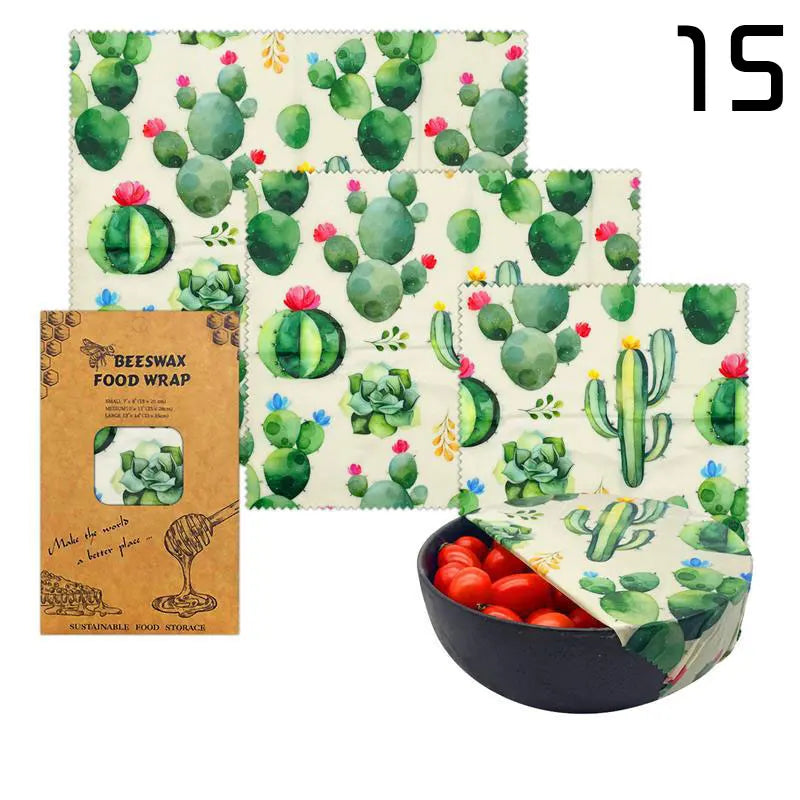 Lot de 3 Films Alimentaires Réutilisables en Coton Bio - Motifs Colorés far