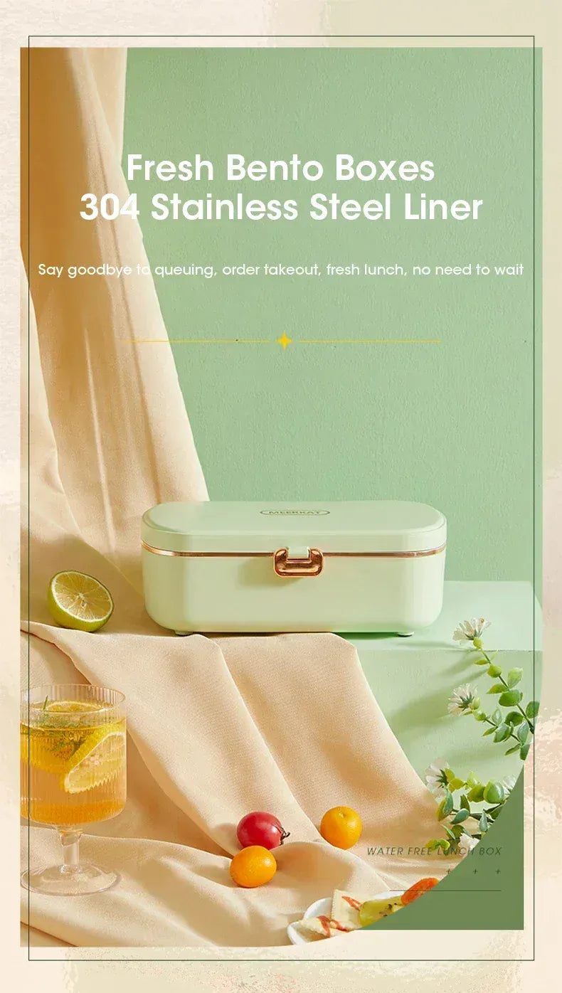 Lunch Box Chauffante Inox 304 Sans Eau 900 ml Bleue — Chauffage Sec 36 W lunchboxchauf