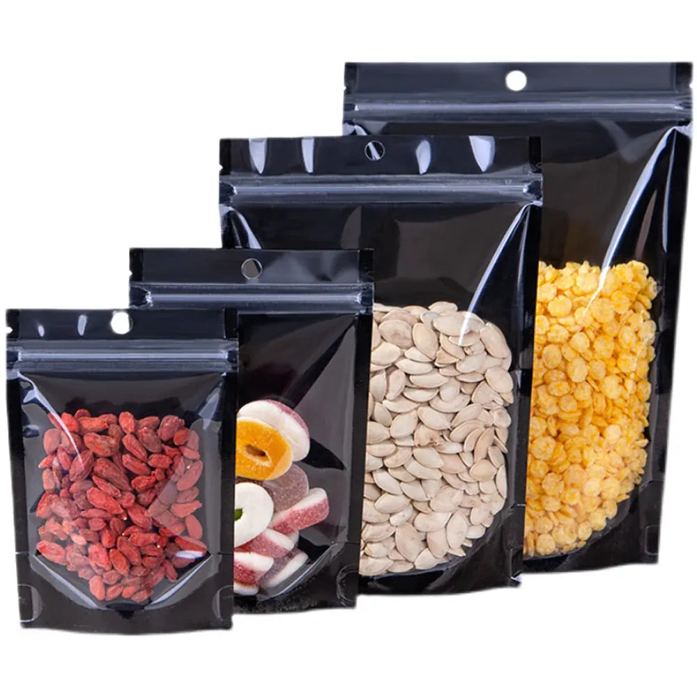 Sachets Zip Alimentaires Hermétiques Noir - Lot de 100 pièces