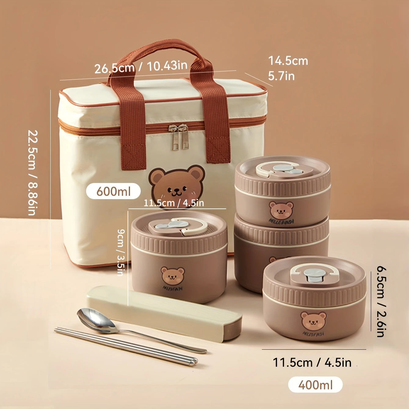 Ensemble de 4 Lunchbox cylindriques isothermes pour enfants (2 litres)