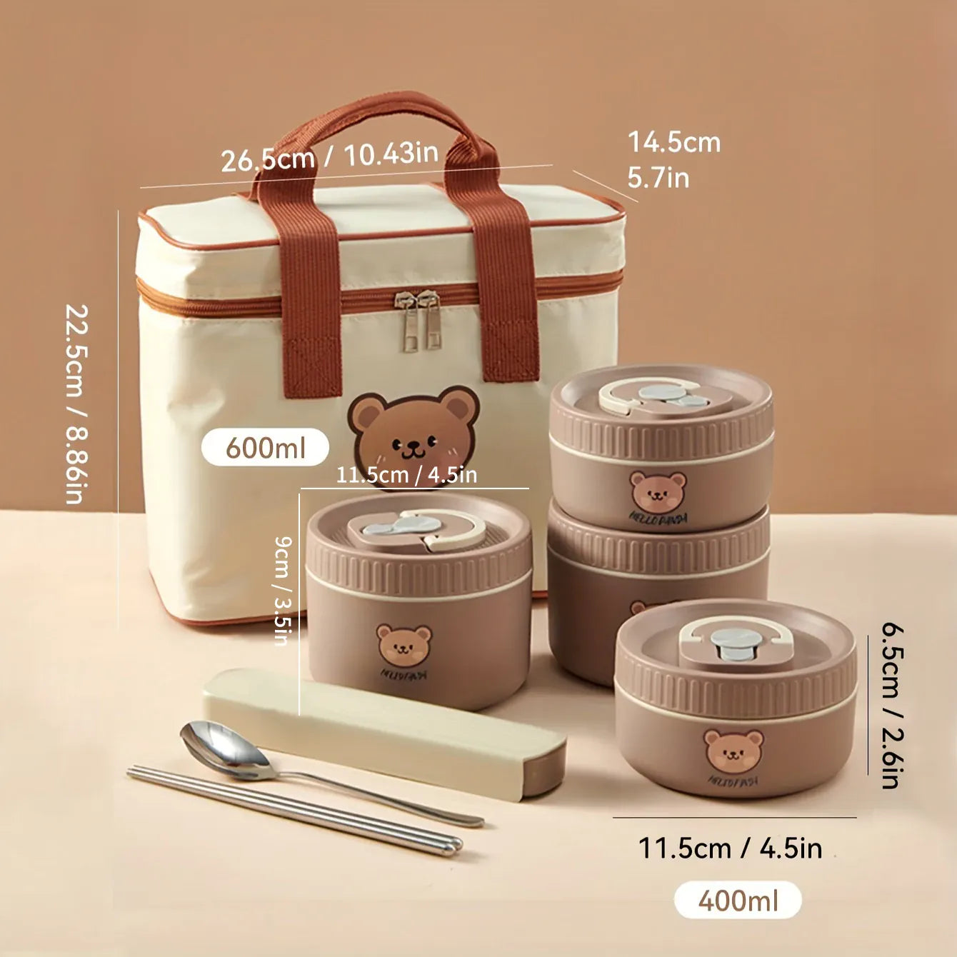 Ensemble de 4 Lunchbox cylindriques isothermes pour enfants (2 litres) Lunchbox