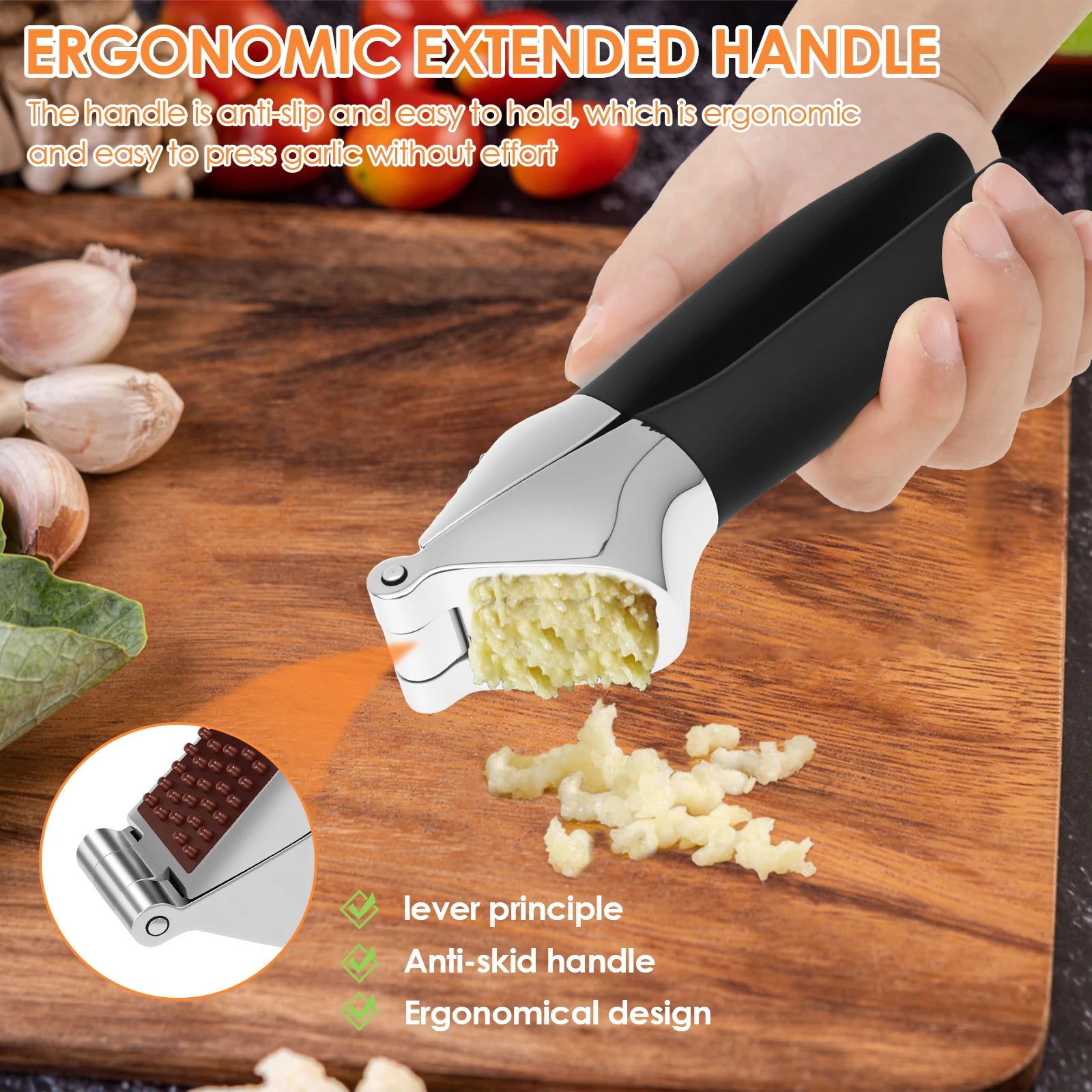 ustensile de cuisine presse ail avec poignée ergonomique
