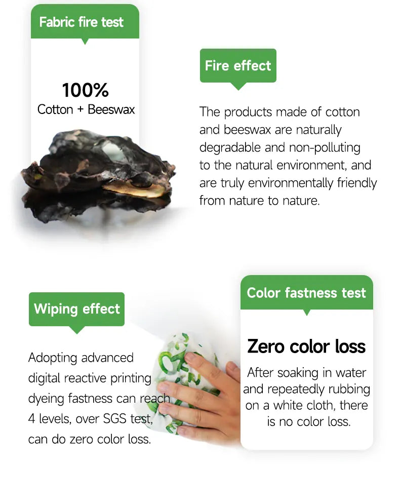 Film Alimentaire Cire d'Abeille Lot de 3 Wraps Réutilisables Écologiques far