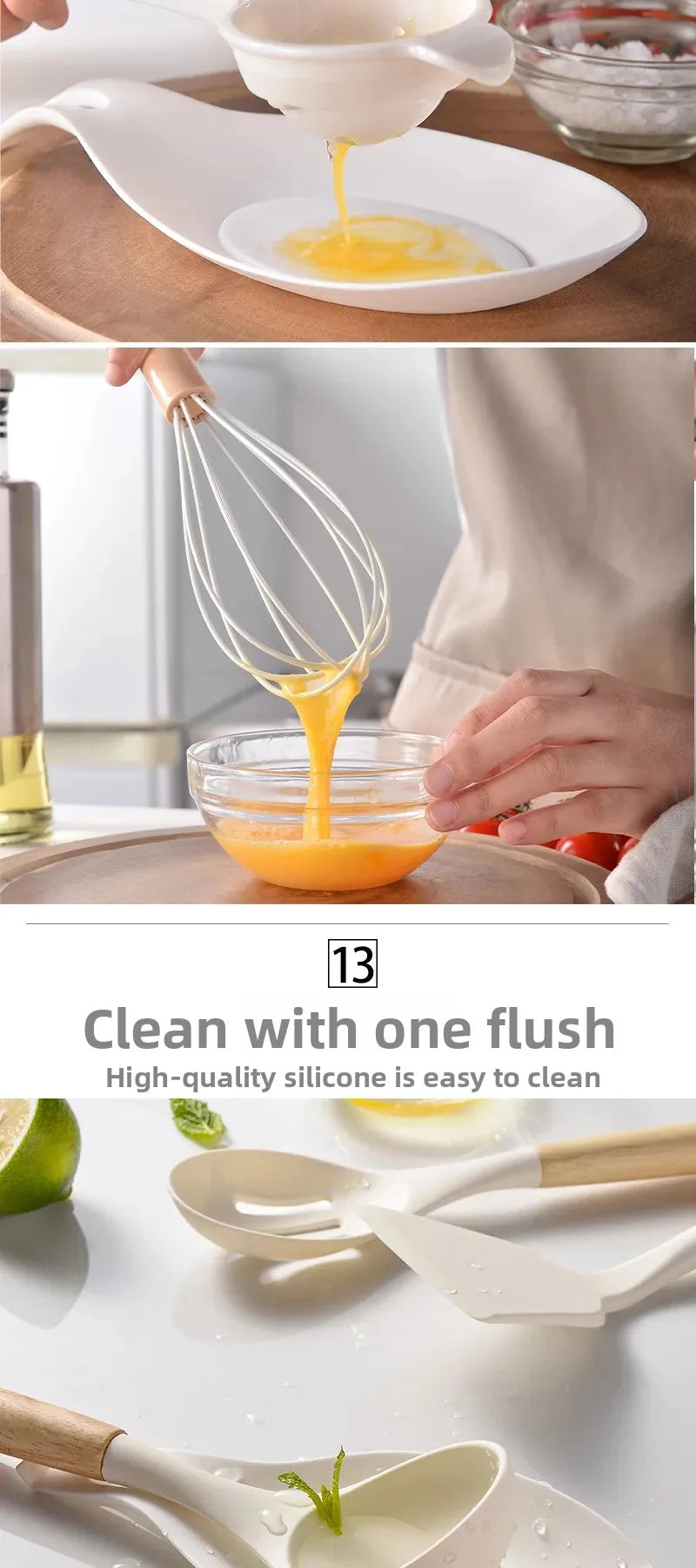 outils de cuisine en silicone 12 pièces pratiques