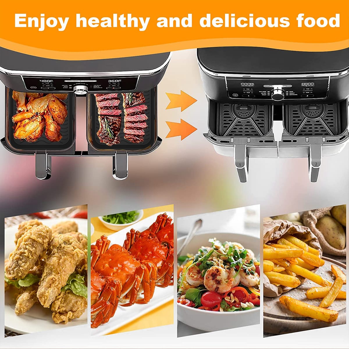 Moule Silicone Air Fryer Rectangulaire Réutilisable - Lot de 2 Pièces Air Fryer