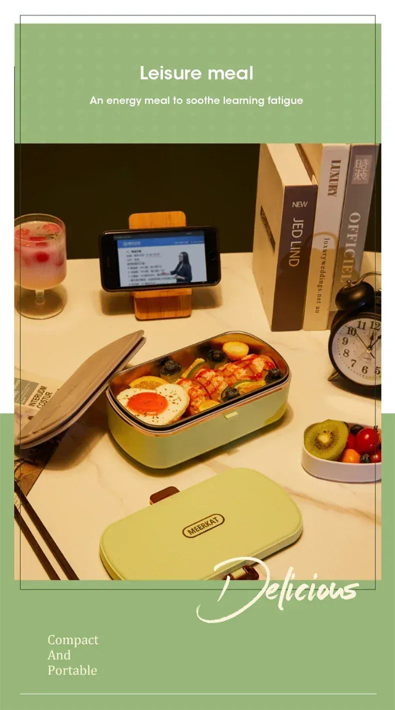 Lunch Box Chauffante Inox 304 Sans Eau 900 ml Bleue — Chauffage Sec 36 W lunchboxchauf