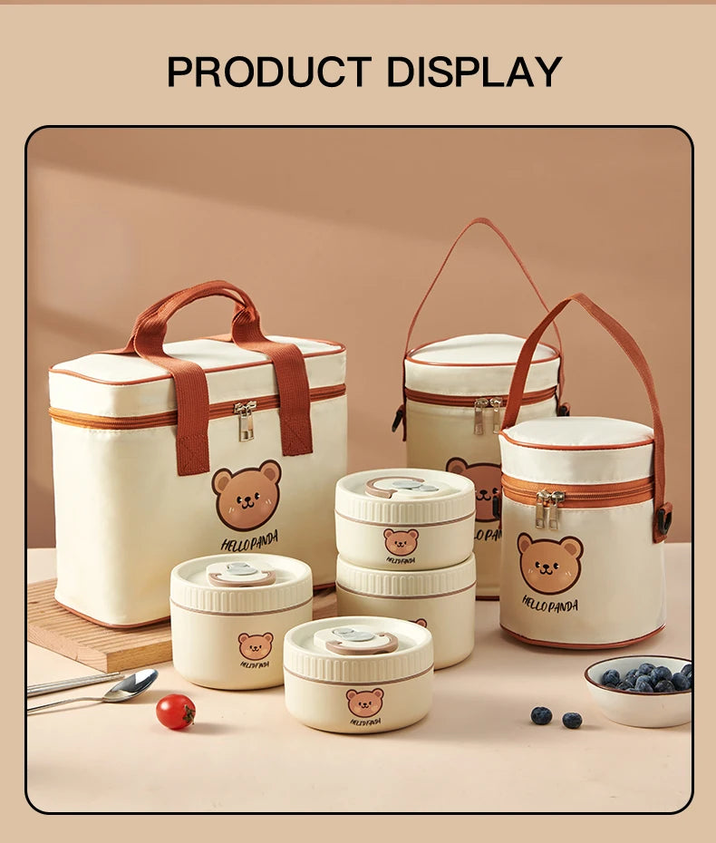 Ensemble de 4 Lunchbox cylindriques isothermes pour enfants (2 litres)