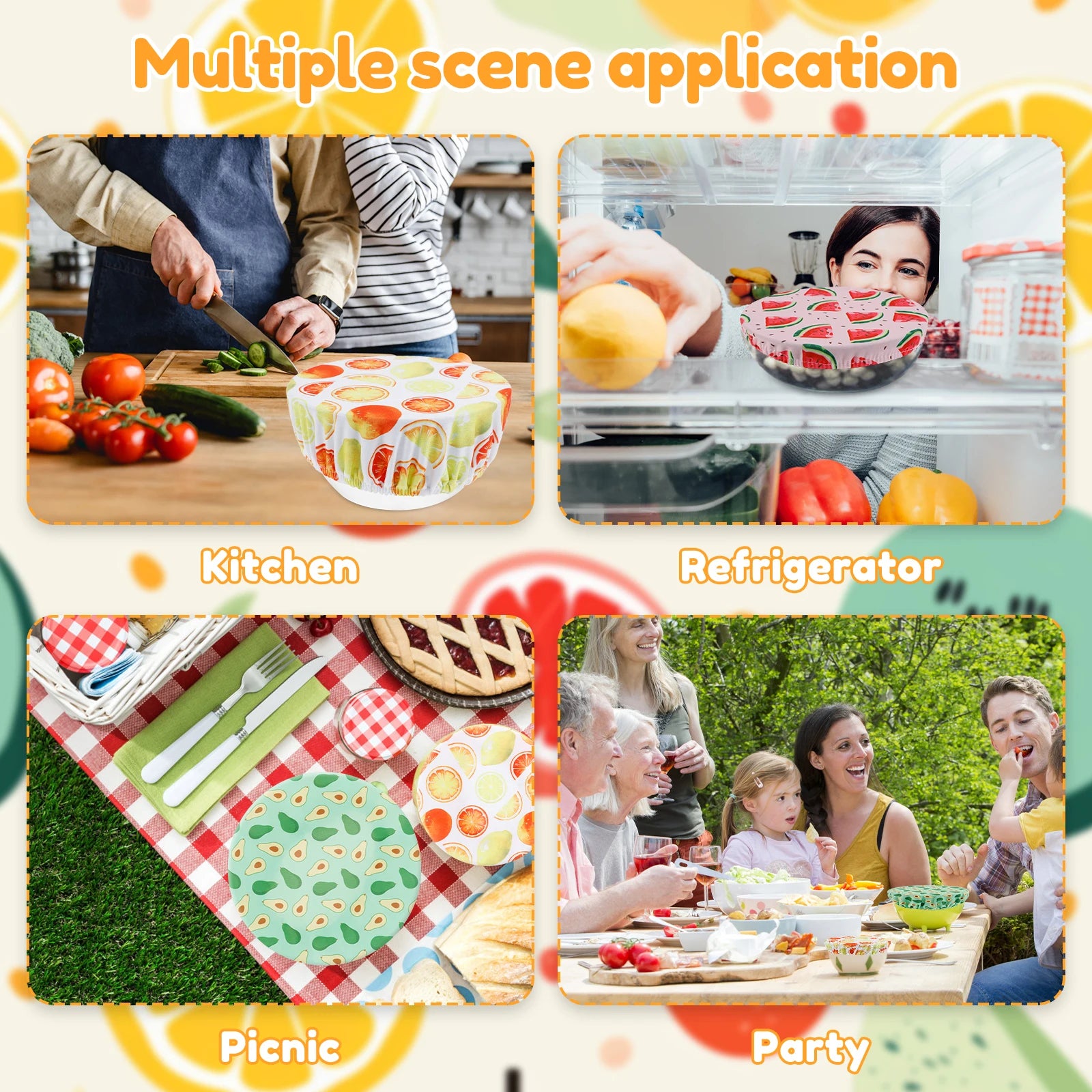 couvercles en silicone pour contenants de différentes tailles