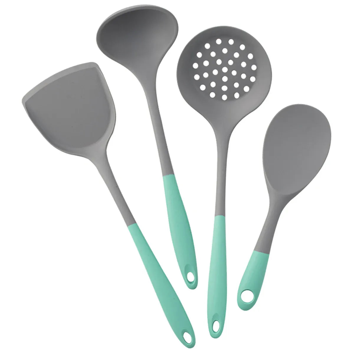 Set Ustensiles Silicone 4 pièces | Spatule Louche Cuillère à Soupe spatule en silicone