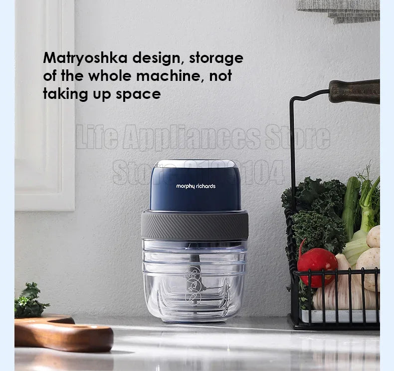 Mini Hachoir Électrique Sans Fil Rechargeable — 3 Bols, 35 W, 2000 mAh