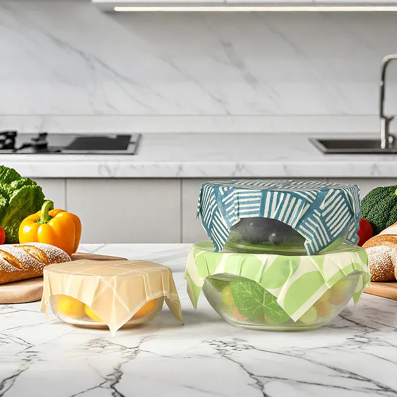 Film Alimentaire Cire d'Abeille Lot de 3 Wraps Réutilisables Écologiques far