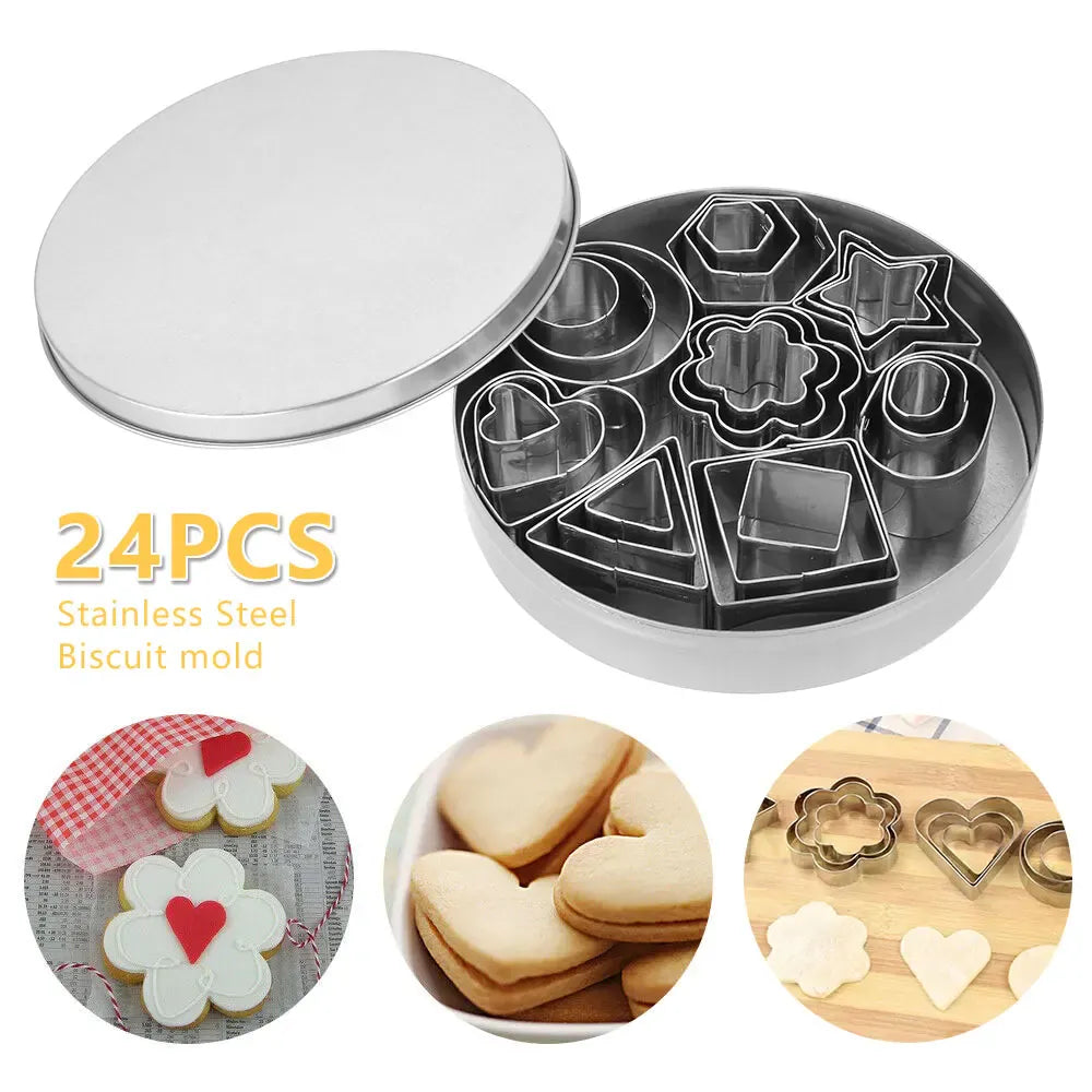 Ensemble de 24 Emporte-pièces en Acier Inoxydable - Formes Géométriques emportepieces