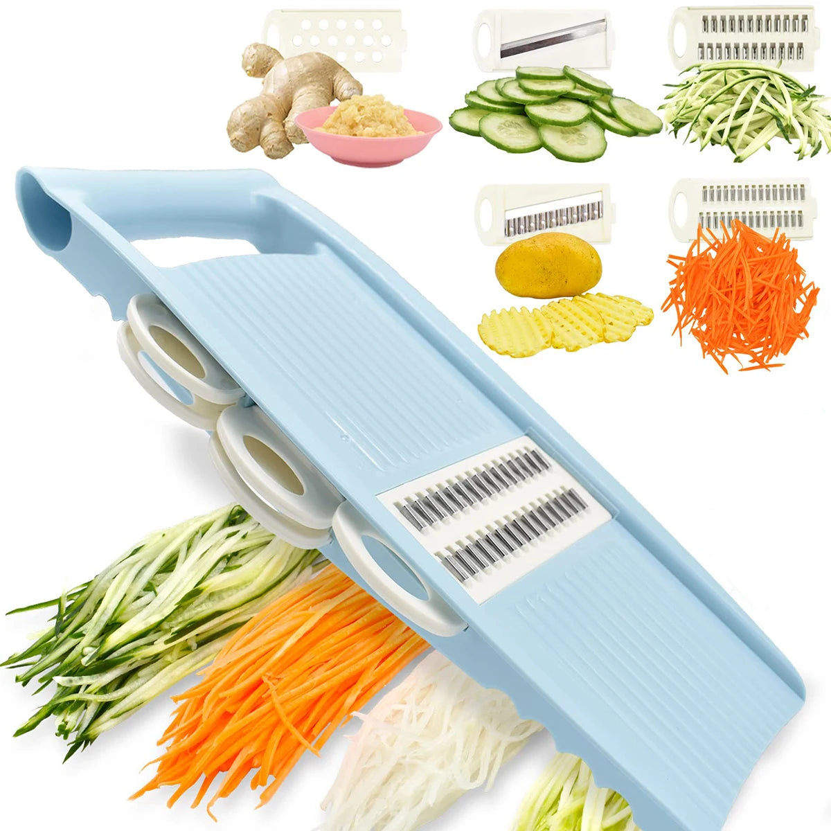 Mandoline 5 en 1 avec Lames Multiples pour Légumes et Fruits