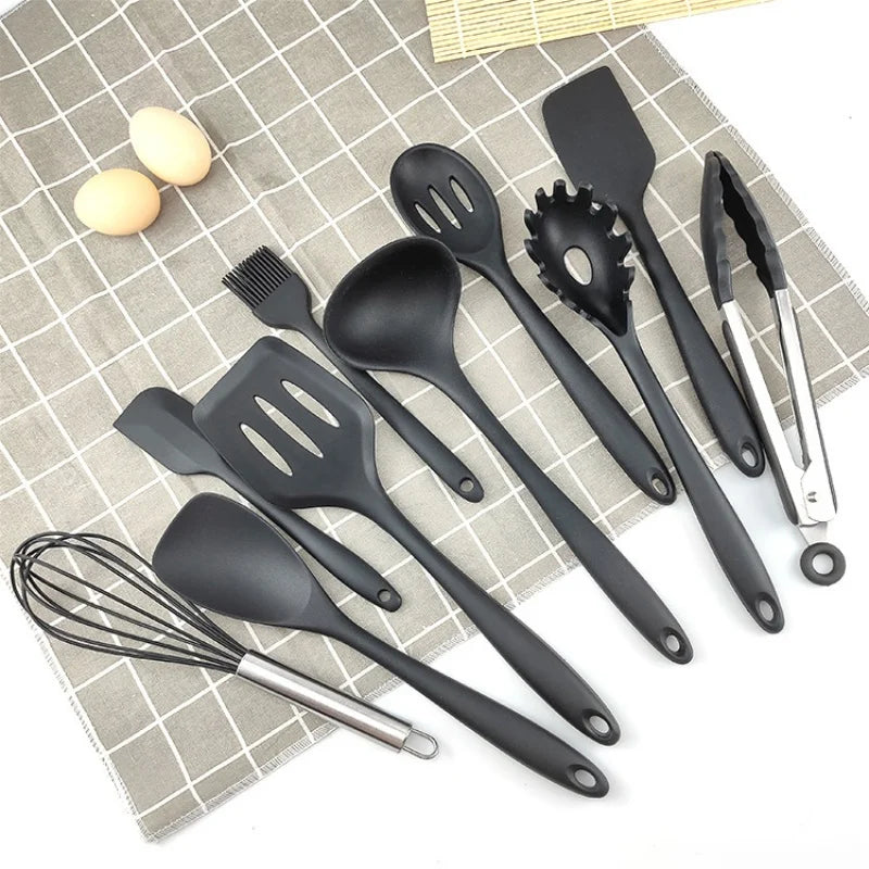 Set de 10 Ustensiles de Cuisine en Silicone Écologique et Résistant à la Chaleur