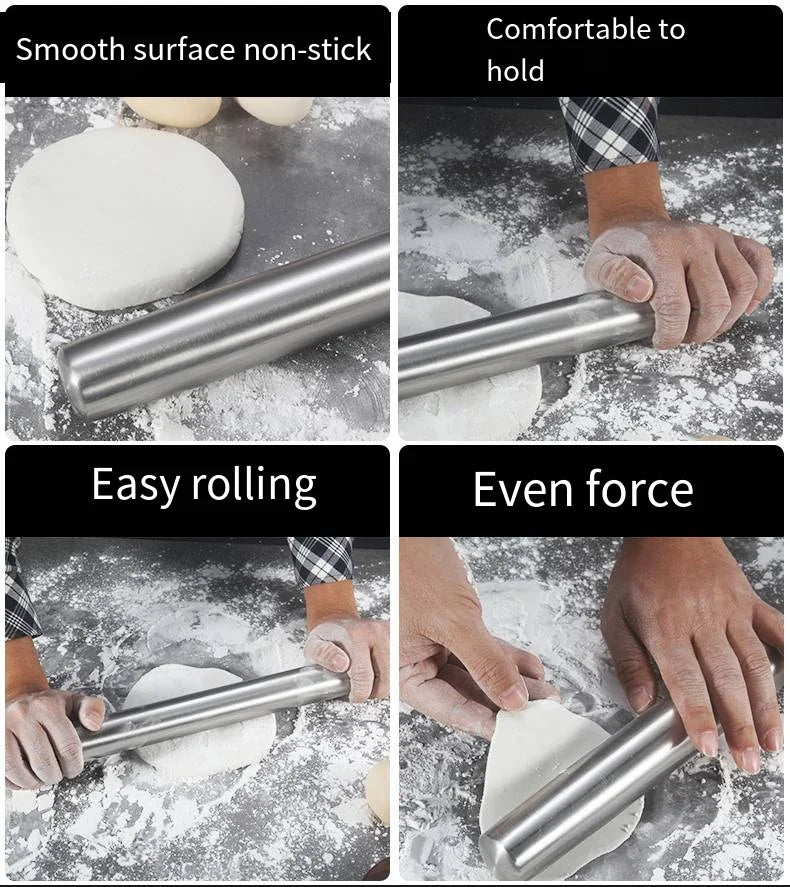 Rouleau à pâtisserie en acier inoxydable de 40 cm - Résistant et facile à nettoyer