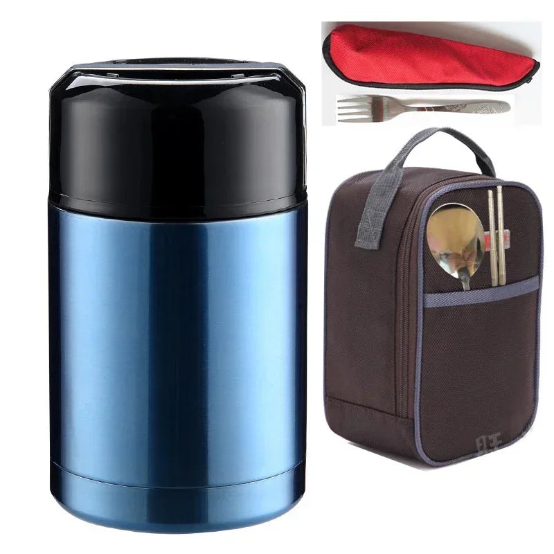 Thermos Alimentaire Inox — Isotherme 24h avec Pochette et Couverts