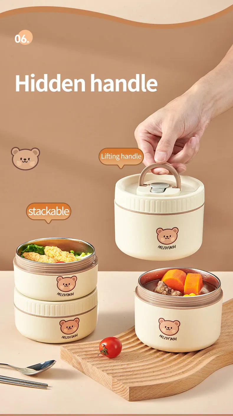 Lunchbox cylindrique isotherme 1,4 litre pour enfants lunchbox