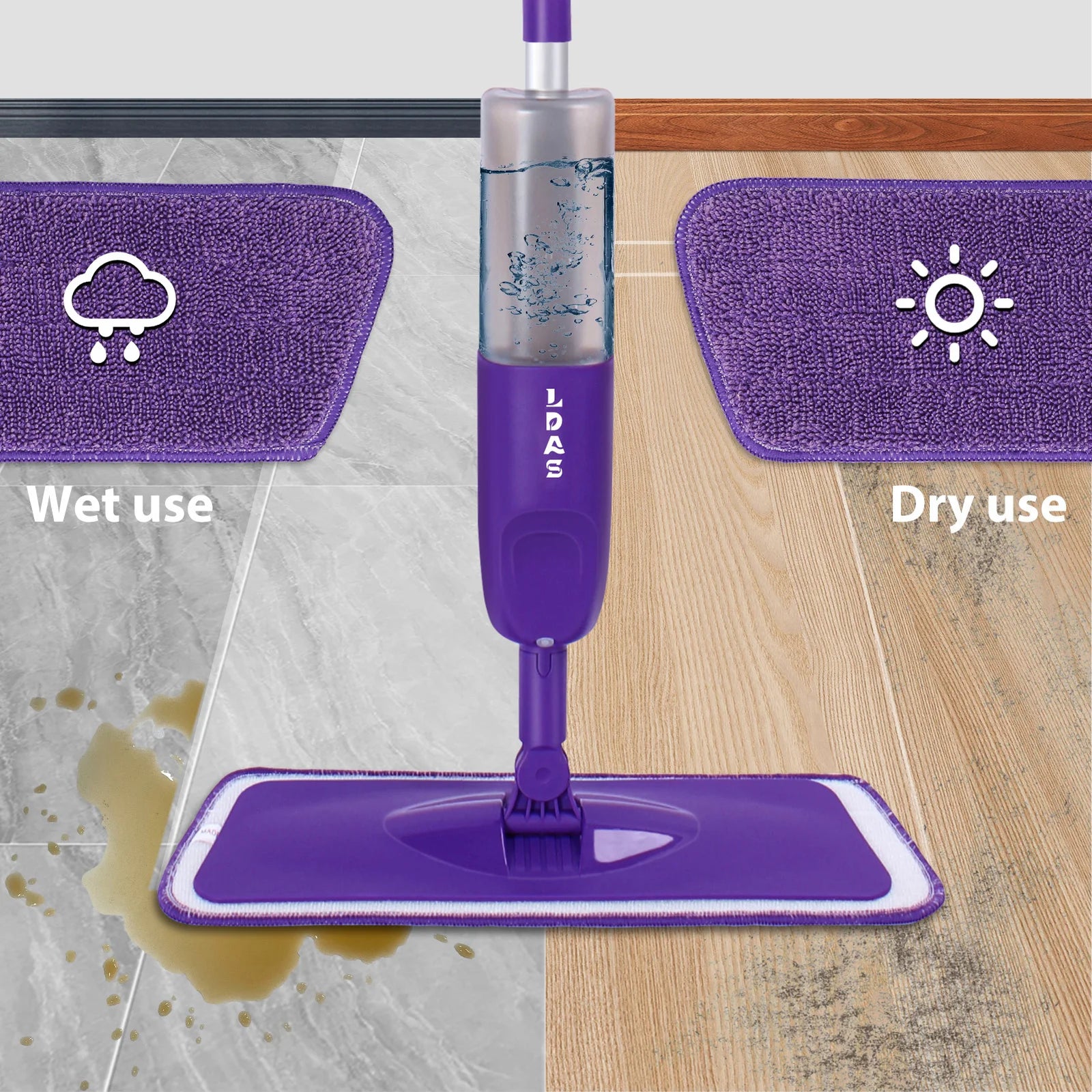 Balai Serpillère Vaporisateur pour la Cuisine (carrelage et bois)