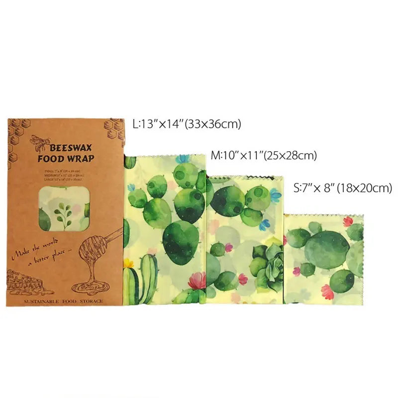 Lot de 3 Films Alimentaires Réutilisables en Coton Bio - Motifs Colorés far