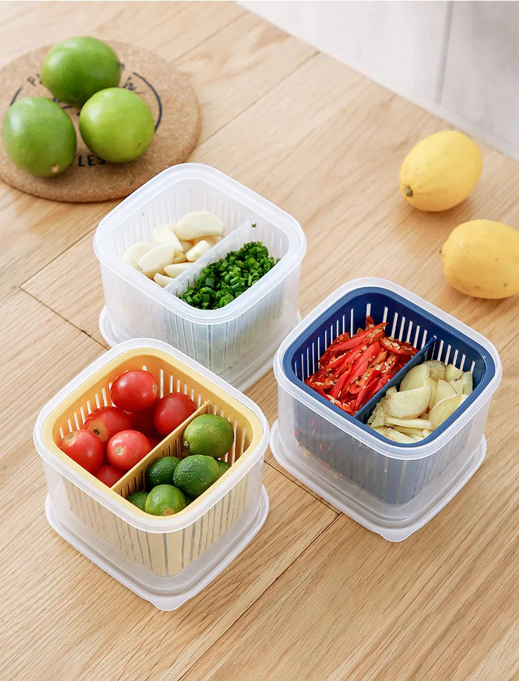 conteneur en plastique avec grille de drainage pour aliments