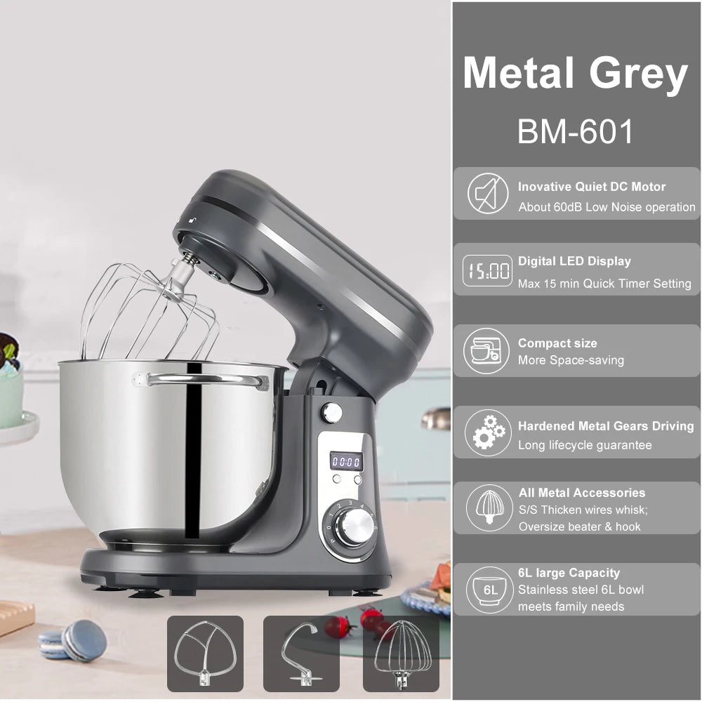 Robot pâtissier 6 L gris