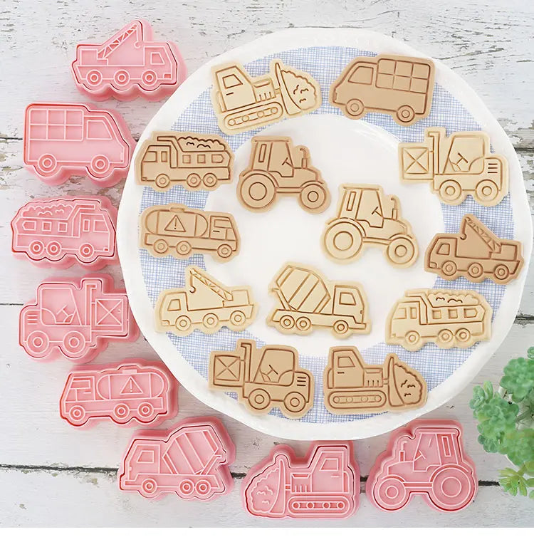 Emporte-pièces de pâtisserie - Set de 8 camions en plastique 3D emportepieces