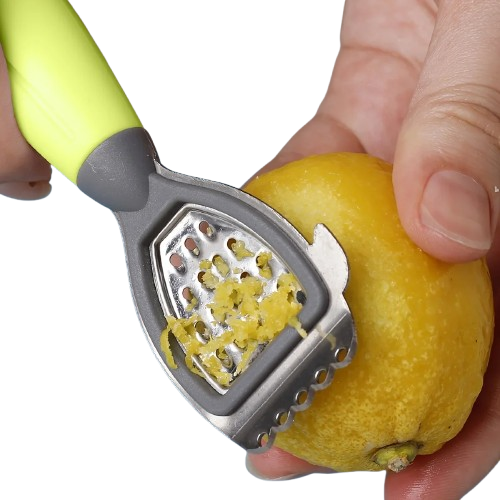 Zesteur Multifonction Inox avec Poignée Verte pour Agrumes