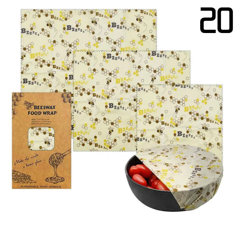 Film Alimentaire Réutilisable Cire d'Abeille Lot de 3 motifs fruités far