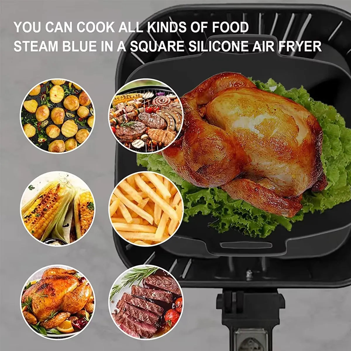 Moule Silicone Air Fryer Rectangulaire Réutilisable - Lot de 2 Pièces Air Fryer