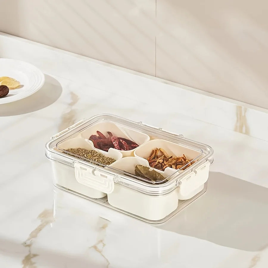 Boîte Snack Organiseur 4 Compartiments Empilable avec Couvercle