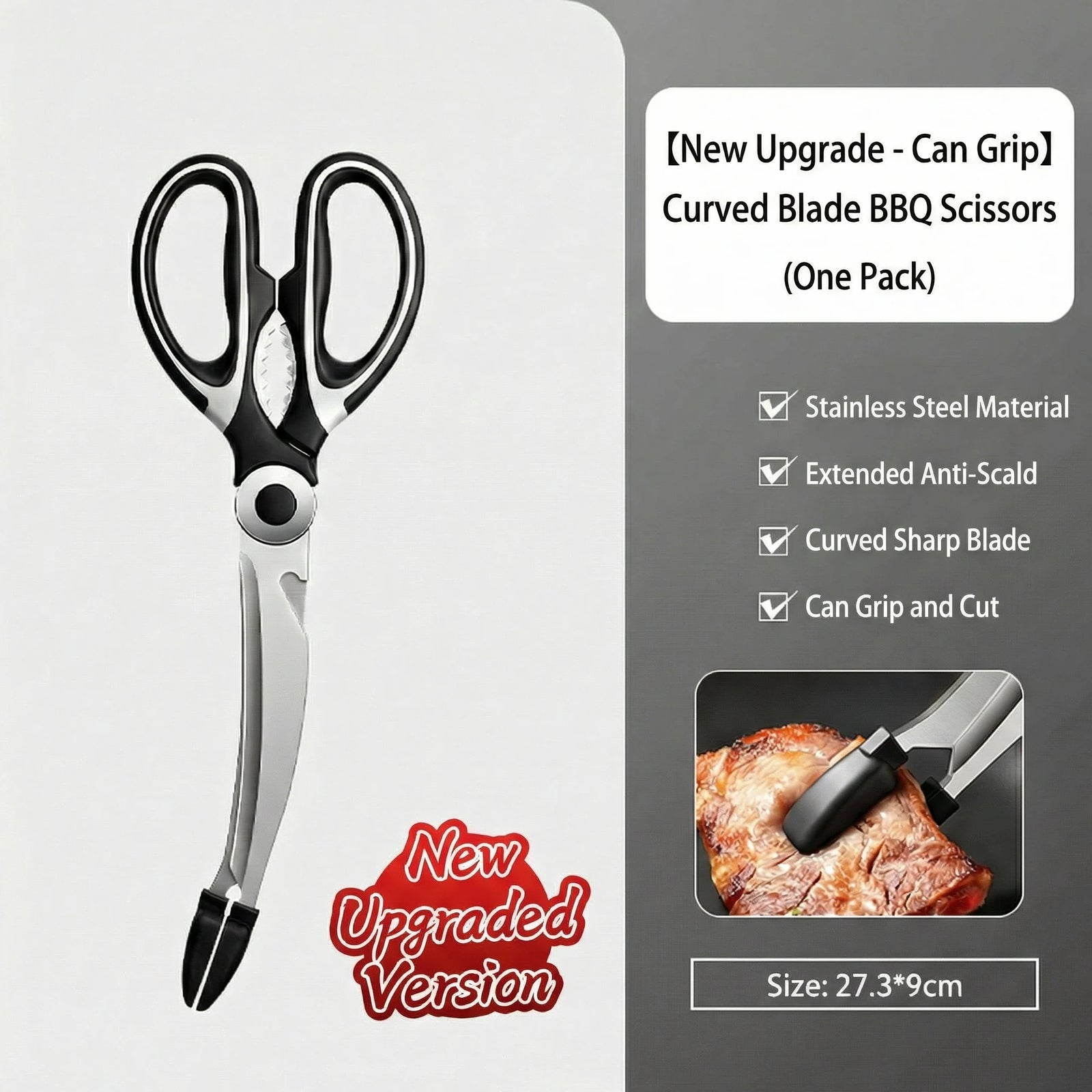 Ciseaux BBQ Multi-Fonctions Inox 304 avec Pince et Brosse Accessoire