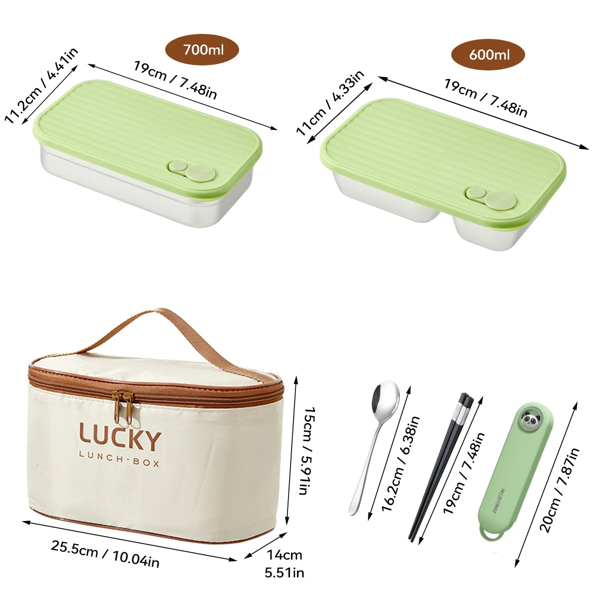 Ensemble Lunch Box Lucky - 700ml Étanche Anti-Fuite