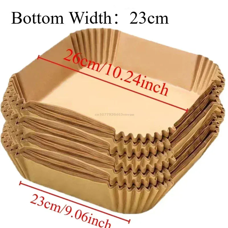 Papier Cuisson Air Fryer Jetable Antiadhésif - Lot de 50 Pièces 16-23 cm Air Fryer