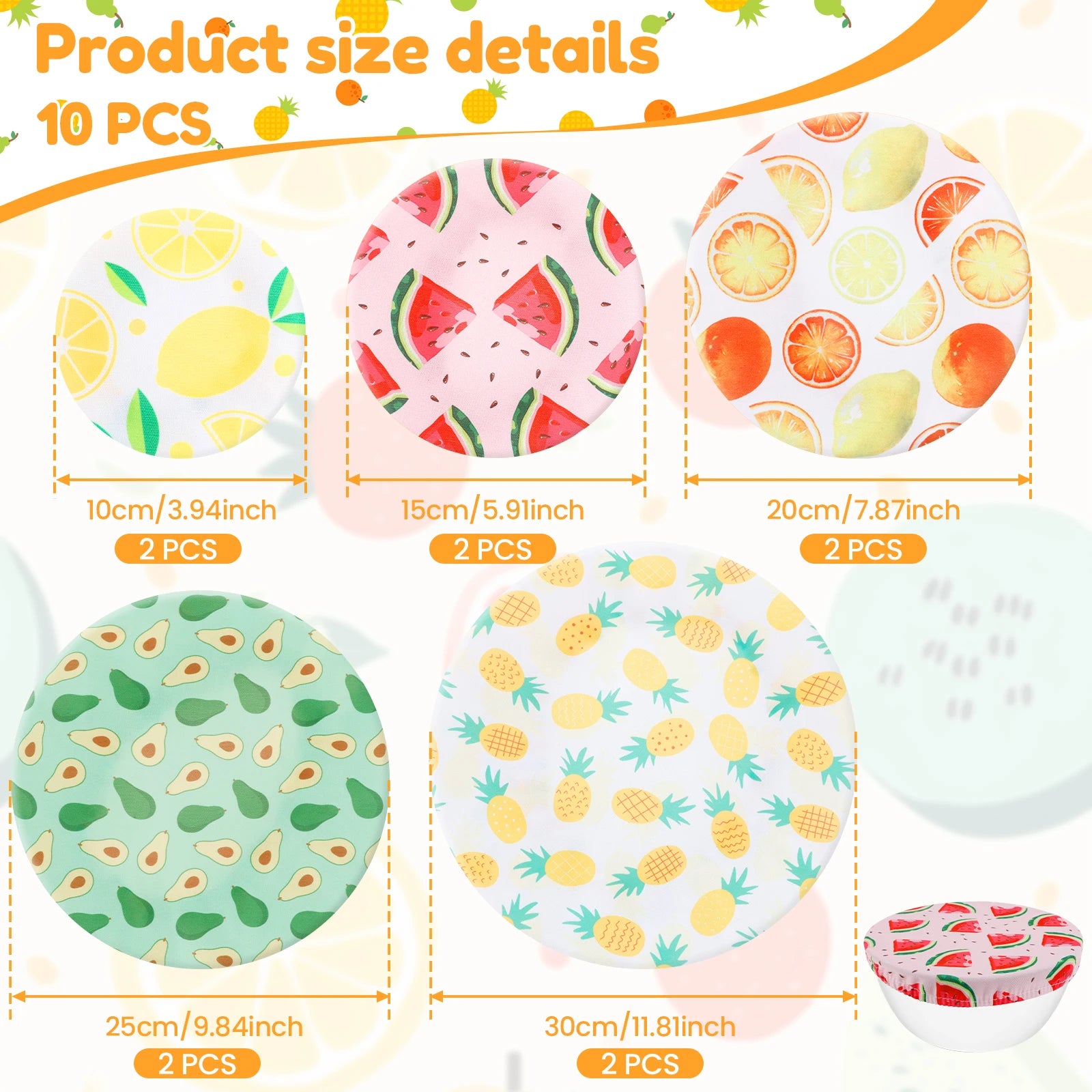 couvercles réutilisables pour plats avec motifs colorés