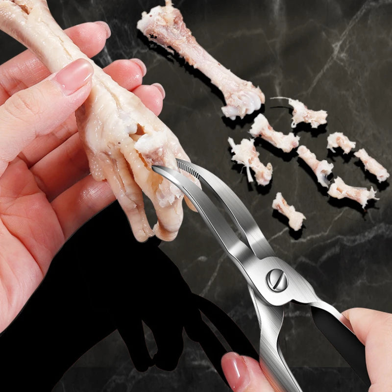 Ciseaux de cuisine ergonomiques en acier inoxydable pour désosser