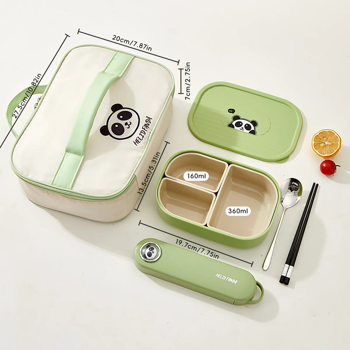 Bento Box 3 Compartiments 520ml Plastique Portable Écologique