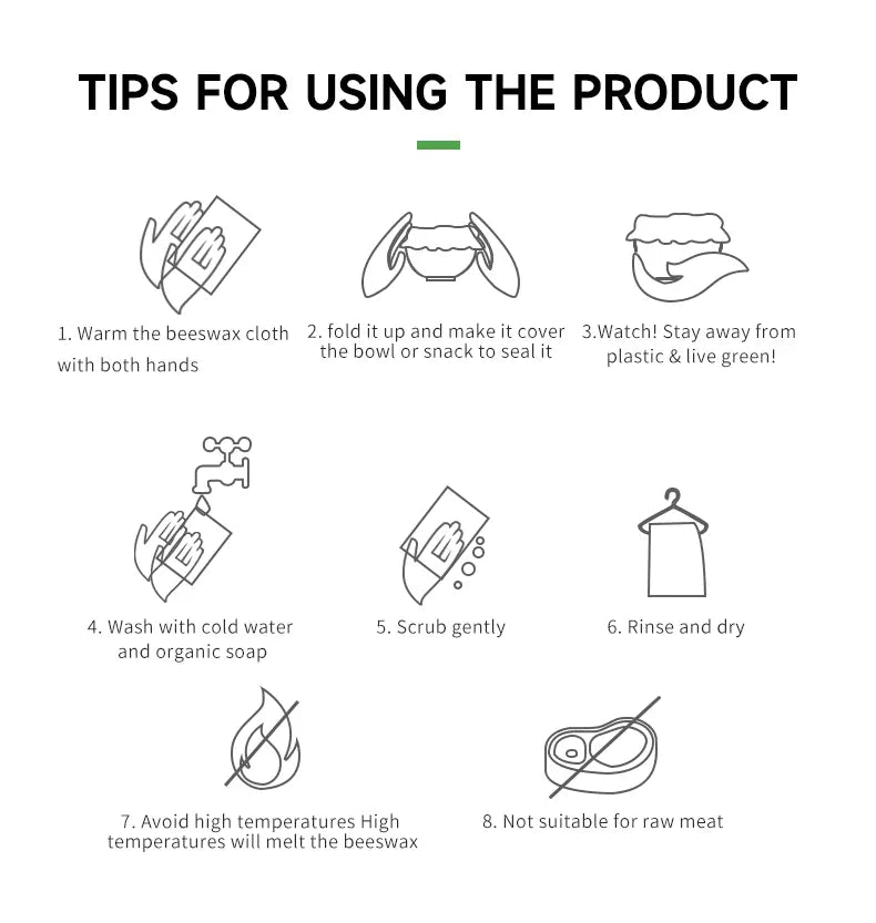 Film Alimentaire Cire d'Abeille Lot de 3 Wraps Réutilisables Écologiques far