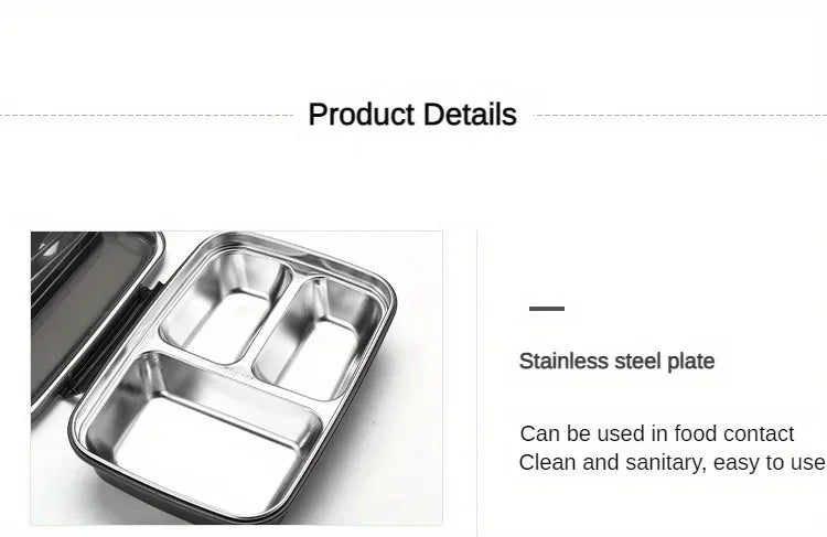 Bento Inox 3 Compartiments | Boîte Durable et Étanche 1,2L