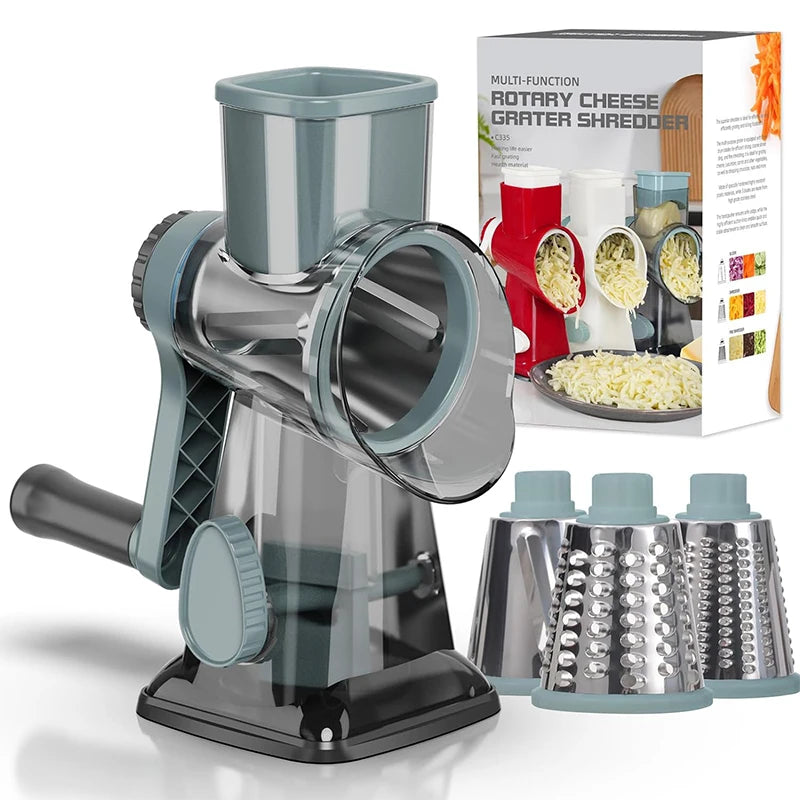 Râpe Rotative 3 en 1 | Râpe à Fromage et Slicer Manuel Multifonction